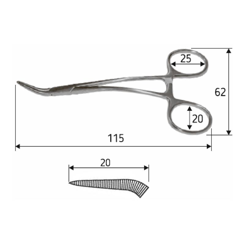 Затискач (корнцанг) Peet 11, 5 см. Surgicon